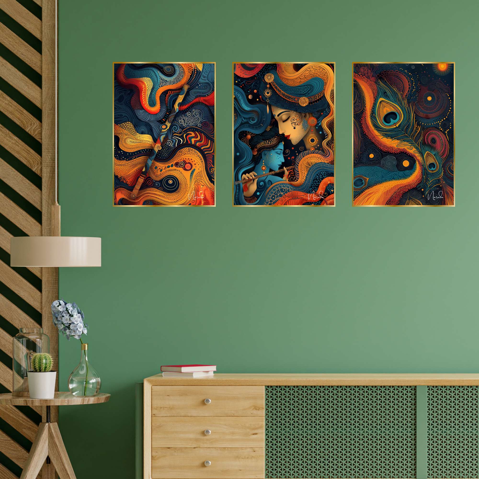 Set of Three Wall Paintings for Wall Dacoration Golden Framed Wall Paintings for Living Room & Bedroom Wall Art for Home Decoration & Office Wall Décor (24x18 inch CH-GD3-3) - Image 2