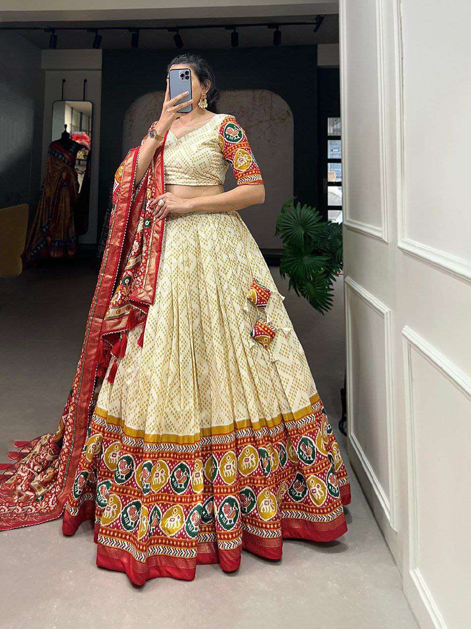 Women's Patola Print Lehenga Choli with Dupatta ? Traditional Gujarati Style Festive Wear - Image 5