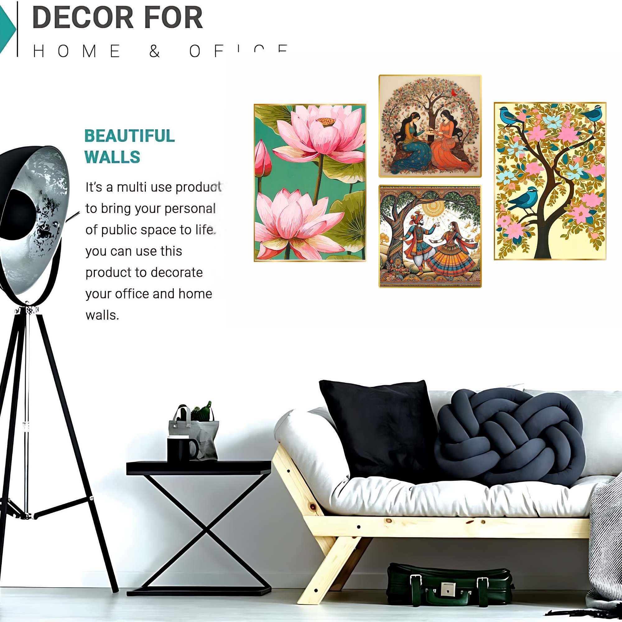 Set of Four Wall Paintings for Wall Dacoration Golden Framed Wall Paintings for Living Room & Bedroom Wall Art for Home Decoration & Office Wall Décor (13x10 inch CH-GD4-11) - Image 2